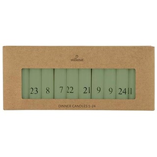 IB Laursen - Adventskerzen - Kalenderkerzen - Stabkerzen 1-24 - Farbe: Grün - 24er Set - Maße (HxØ): 11 x 2,2 cm