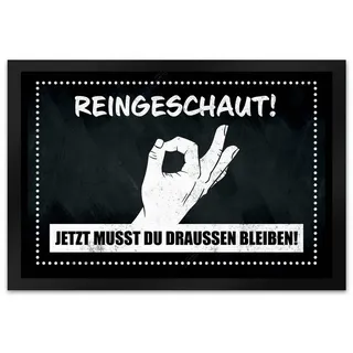 speecheese Fußmatte XL in 40x60 cm mit gewitztem Streich Reingeschaut! Jetzt du draussen bleiben! lustiger Prank um Freunden und Familie einen Streich zu Spielen die Fußmatte XL in