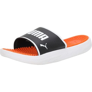 PUMA Men's Fashion Shoes SOFTRIDE SLIDE MASSAGE Slide Sandal, PUMA BLACK-PUMA WHITE-CAYENNE PEPPER, 46