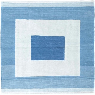 Designteppich Elysian Delusion 119x117 Handgewebter Orientteppich / Perserteppich, Nain Trading, quadratisch, Höhe: 8 mm beige|blau
