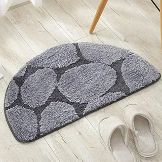 FCS Bathroom Badematte Badvorleger Halbrund Waschbar Badeteppich Weich Duschvorleger rutschfest Antibakteriell aus Mikrofaser, 50x80cm (Color : Gray, Size : 50×80cm)
