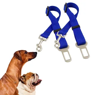 2x Hunde-Gurt Auto Sicherheitsgurt Adapter Hundegeschirr blau Anschnallgurt