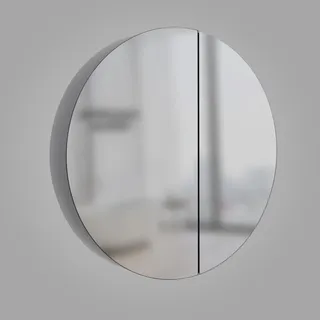 Talos Spiegelschrank Bad rund Ø 60 cm – Badezimmer Spiegelschrank mit hochwertigem Aluminiumkorpus und 2 Glaseinlegeböden