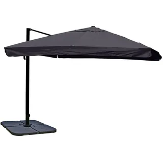 Décoshop26 - Freiarm-Sonnenschirm 3×4 m (5 m) – Anthrazitfarbenes Polyester-Dach – Aluminium-/Stahlgestell – Mit drehbarem Fuß – 04_0007955