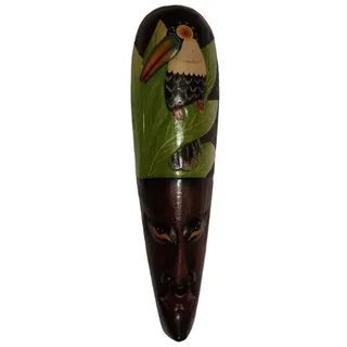 Wogeka Edle bemalte 50 cm Tukan Holz Wand Maske Deko Handarbeit Tier Vogel Afrika Maske16
