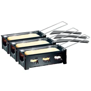 Rosenstein & Söhne Racletteofen mit Kerzen: 3er-Set Teelicht-Raclette, mit Schaber (Raclette Mini, Mini Ofen, Kerze)