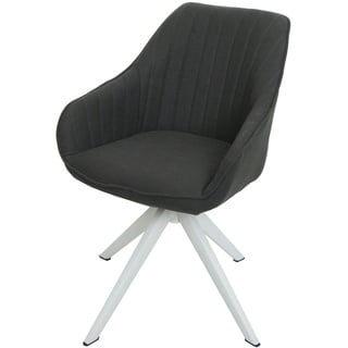 Mendler Esszimmerstuhl HWC-K27, Küchenstuhl Stuhl mit Armlehne, drehbar Stoff/Textil ~ dunkelgrau