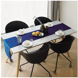 CALIYO Tischdecke Tischläufer, Samt Tischläufer Modern, Waschbar, Elegante Tischläufer für Couchtisch, TV-Theke im Innenbereich und Tischdeko im Freien blau 32 cm x 160 cm
