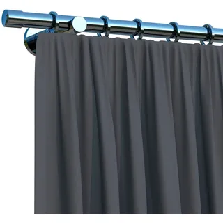 indeko Gardinenstange Linz, Ø 20 mm, 1-läufig, Wunschmaßlänge, mit Bohren, verschraubt, Stahl, Komplett-Set inkl. Montagematerial silberfarben Ø 20 mm x 260 cm