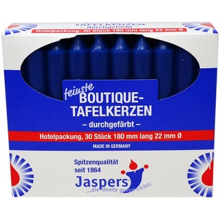 Jaspers Kerzen Tafelkerze Boutique-Kerzen Hotelpackung delftblau 30er Pack durchgefärbt blau