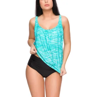 Octopus Oversize Damen Tankini Set Bauchweg mit Slip, Hotpants oder High Waist f5465 - 54