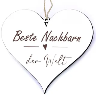 Nachbarn Holz Schild Deko Herz - Beste Nachbarn der Welt + Anhänger Beste Nachbarn der Welt - Nachbarin Nachbar Nachbarschaft Weihnachten Geburtstag