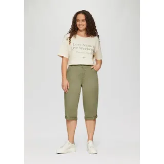 QS Shorts Hose Elastische Capri-Hose aus Baumwoll-Satin grün 46