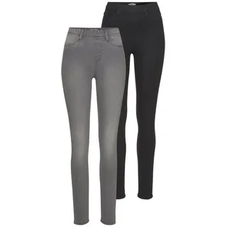 Flashlights Jeansjeggings (Packung, 2er-Pack) enge Passform, Röhrenjeans, Used-Look-Waschung, hohe Leibhöhe schwarz 48