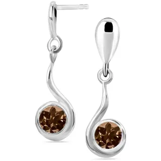 Limana Paar Ohrhänger echter Rauchquarz 925 Silber Ohrringe hängende Ohrstecker braun (inkl. Herz Gravur Dose), Schmuck für jeden Tag Geschenk für Frauen Damen Freundin Ehefrau Oma braun