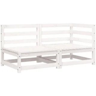 vidaXL Gartensofa 2-Sitzer Weiß Massivholz Kiefer
