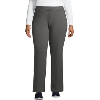 Lands' End Damen Starfish Mid Rise Straight Leg Hose, Dunkelgrau meliert, Large Zierlich - L Petite