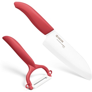Kyocera Cut&Peel Set FK-140WH-GR&CP-10 NGR Messer Geschenkset, Kunststoff Keramik, rot/weiß, 26,7 x 4,5 x 1,9 cm