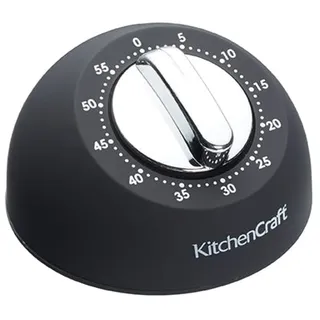 Kitchen Craft Mechanischer Küchentimer mit Soft-Touch-Oberfläche, 1 Stunde, KCMTIMBLK, Schwarz, 8.1 x 8.1 x 5 cm