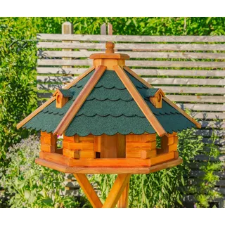 Vogelhaus von klein bis Riesig XXL Futterhaus Futterhäuschen Vogelvilla V18, Vogelfutterhaus aus Holz mit Solarbeleuchtung beleuchtet (Grün, XXL), Vogelfutterhaus mit Futtersilo, Silo
