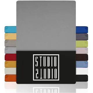 Studio Spannbettlaken Jersey-Baumwolle 200 x 200 cm Silber