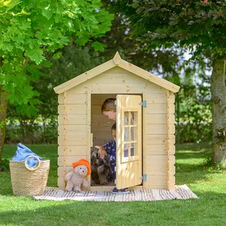 TIMBELA Spielhaus M570M-1 Blau/Natur