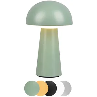 lightling Lennox Tischlampe kabellos, Akku Tischleuchte, LED Nachttischlampe, Nachtlicht, Pilz Lampe Deko, dimmbar in 4 Stufen, aufladbar via USB, Indoor & Outdoor, Pistazien Grün, 14 x 22 cm