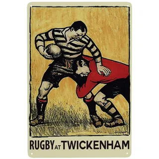 Vintage Rugby Blechschild Vintage Plakette Metall Poster Wanddekoration für Zuhause Küche Garage Bar Pub Kunst Dekor Wandposter Geschenk 20,3 x 30,5 cm