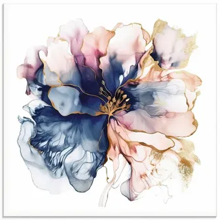 ARTland Wanddeko Glasbilder Wandbild Glas Bild einteilig Quadratisch Abstrakte Deko Modern Liquid Marmor Achat Tinte Blume Blüte U4WH