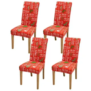 Vivi Idee Stuhlbezug Stuhlhussen 4/6er Set Weihnachten Spannbezug für Stühle, Elastische Waschbar Hochzeit Büro Partys Deko