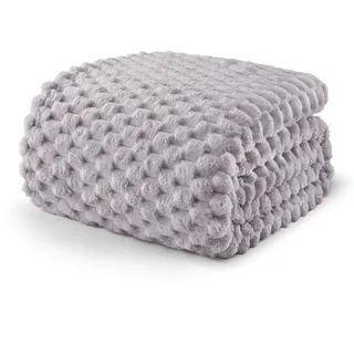 Exclusivo Mezcla Kuscheldecke Flauschig 220 x 240 cm Fleecedecke Hellgrau | Decke, Sofadecke, Tagesdecke, Wohndecke, Jacquard-Überwurfdecke, für Bett und Sofa, Weich, Warm, für Herbst und Winter