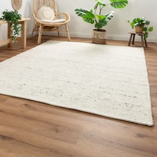 Steffensmeier Handwebteppich Korinth | Gesunder Wollteppich | Beste Schurwolle | Natur, handgewebt, Größe 130x190 cm