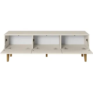 PAWS MEBLE Bergen RTV 150 3D Beige – Skandinavisches TV-Lowboard 150 cm – Push-to-Open – Holzfüße – 3 Klapptüren