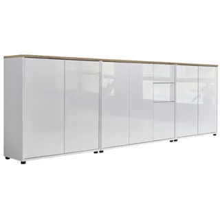 MID.YOU Sideboard Mailand Set 6 263,5 x 73 x 33 cm Weiß / Eiche