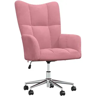 vidaXL Relaxsessel mit Rollen Drehbar Höhenverstellbar Fernsehsessel Polstersessel Polsterstuhl Relaxstuhl Sessel Ohrensessel Wohnzimmer Rosa Samt