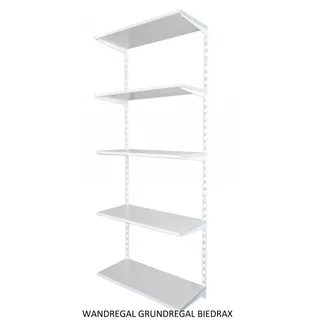 Biedrax Wandregal - Grundregal 50 x 60 x 200 cm, Farbe weiss - 5 Fachboden grau