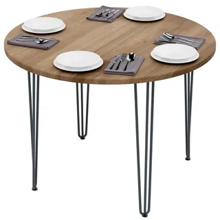 Esstisch Rund 100 Cm Stärke: 28mm, Farbe: Nussbaum, Beine: Anthrazit