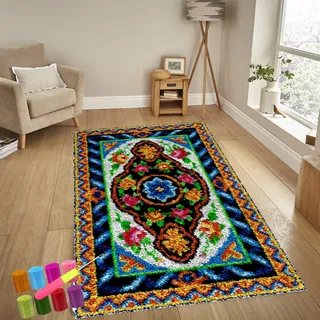 Knüpfteppich Zum Selber Knüpfen-Sets Groß Latch Hook Rug, Handarbeit Selbst Knüpfen Set, Vorgedrucktes Muster Leinwand Teppich Stickerei Handwerk Für Erwachsene Handarbeiten Diy Teppich 61 x 87 cm