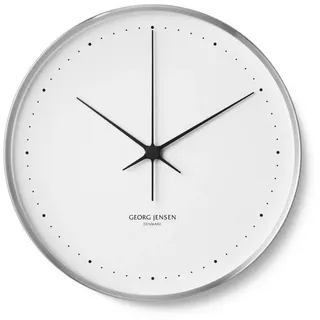 Georg Jensen Wanduhr Henning Koppel Edelstahl 40 cm silberfarben|weiß