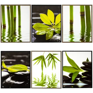 alles-meine.de GmbH Wandsticker Motivwahl Erwachsene & Kinder - 3 * 6 TLG. Set - Wellness SPA - Panorama - Bambus Blätter - selbstklebend + wiederverwendbar - Wandtattoo - Auf..