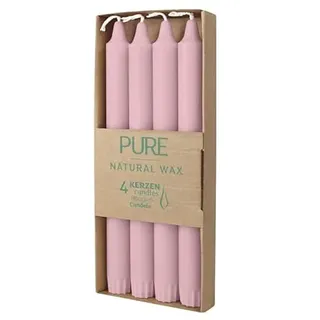 luterna 100% PURE, NATURAL WAX, Stabkerze, Antikrosa, WENZEL, 250/23 mm, Brenndauer ca. 10h, 100% plastikfreie Verpackung
