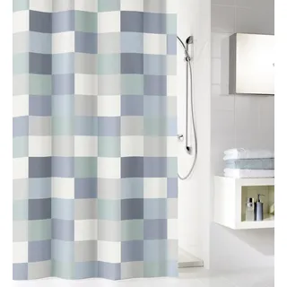 KLEINE WOLKE Duschvorhang Check 180 x 200 cm blau