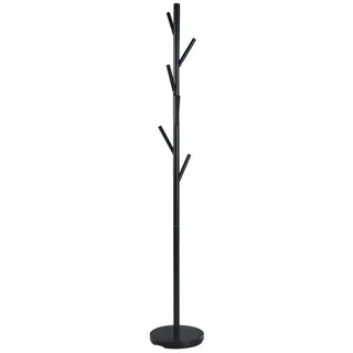 Home4You Kleiderständer Metall, Schwarz lackiert, Höhe 170 cm, Ø 28 cm, mit 5 Kleiderhaken schwarz