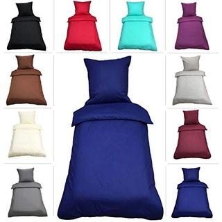 Leonado-Vicenti Uni Bettwäsche 135x200 cm 4 teilig / 2 teilig Renforce Baumwolle Bettbezüge Set, Farbe:Blau, Maße:4 teilig 135x200 cm