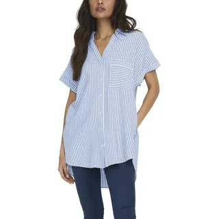 ONLY Damen Onlfenna S/S Loose Shirt Wvn Noos, Cloud Dancer/Stripes:blue Mirange Stripe, XS