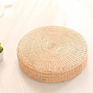 nawoefii Tatami Bodenkissen, Bodensitzkissen runde Strohmatte, Meditationskissen für Meditation, Yoga, Entspannung und Teezeremonie, umweltfreundliche Wohnaccessoires (40cm) 40 cm