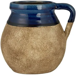 IB Laursen Keramik Vase mit Henkel naturfarbig Avignon in blau | Gr.: onesize
