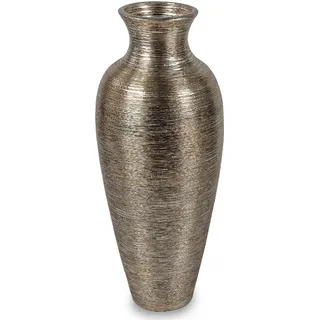 Bodenvase, Flaschenvase Vintage Gold rund H. 62cm aus Keramik Formano