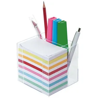 Folia Zettelbox mit Stiftehalter transparent inkl. 700 Notizzettel farbig sortiert, 1 St.
