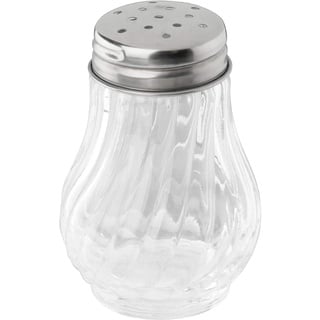 FMprofessional Streuer 50 ml, Salz- und Pfefferstreuer aus Glas, Gewürzstreuer für einfaches Dosieren, Salzstreuer für verschiedene Anlässe, hochwertiges Gewürzglas (Farbe: Silber), Menge: 1 Stück